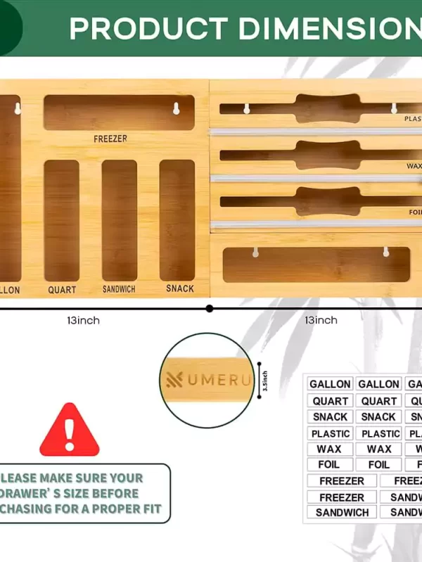 Ziplock Bag Organizer Bamboo, 9 in 1-Product-2-Pic-2